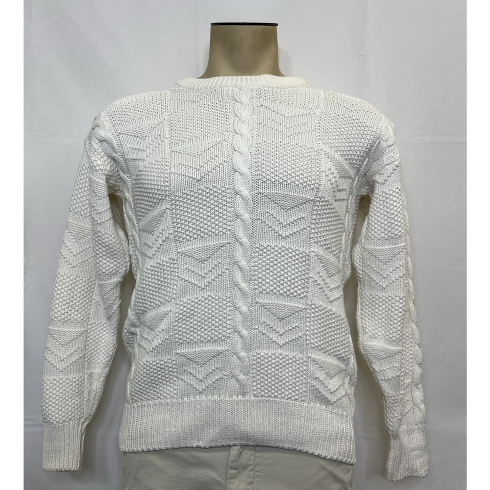417 Authentic Sportswear by Van Heusen Sweater Men Medium White Cable Knit Heavy